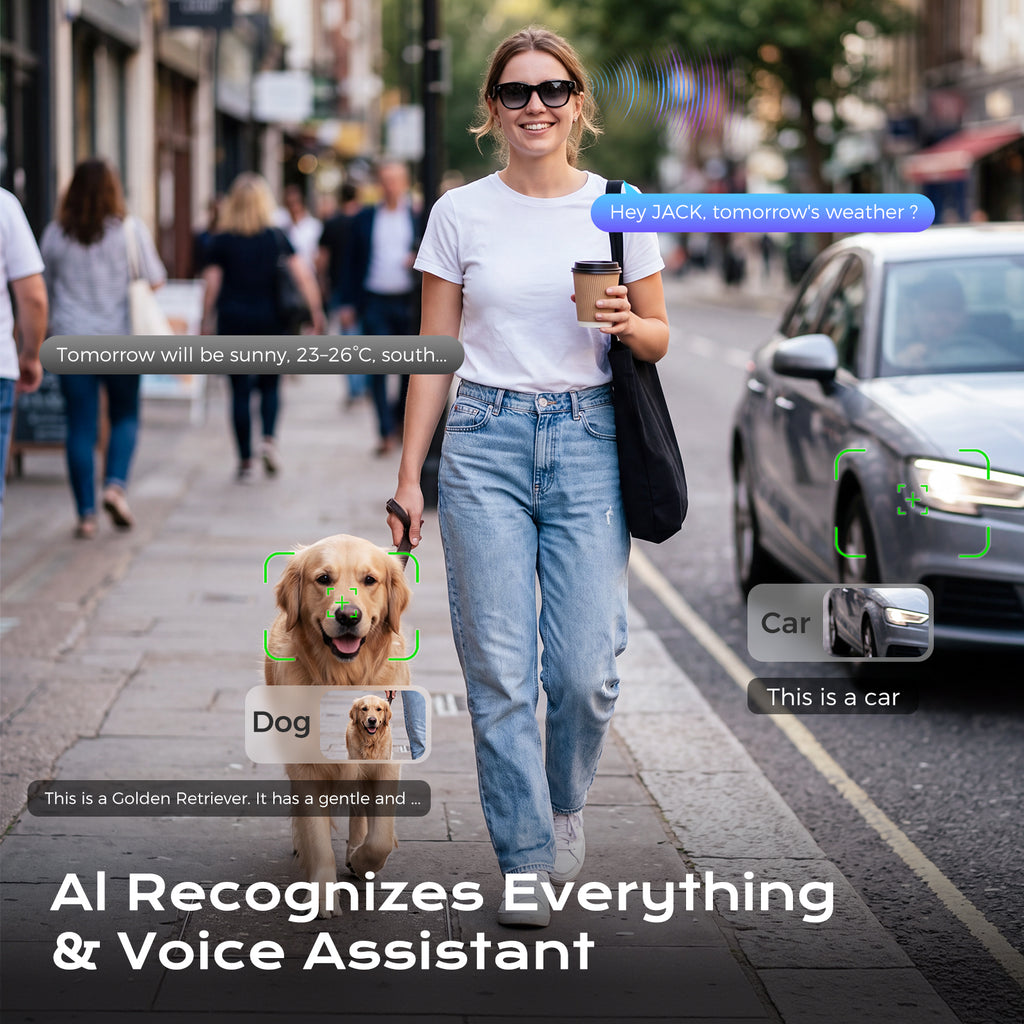 Domars AI Smart Glasses, 13MP Camera and Translation in 40 Languages, 1400mAh Charging Case, Wi-Fi and Bluetooth 5.3, Video and Audio, Real-Time Translation, Voice Assistant for iPhone 18/17/16