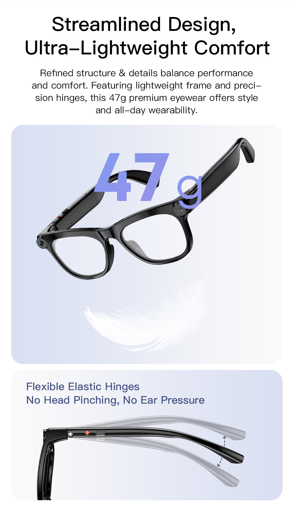 Domars AI Smart Glasses with 20MP Camera,Real-Time Translation 139 Languages,Voice Assistant, Open-Ear Audio,47g Lightweight,Bluetooth Smart Eyewear for Business,Travel,Sports & Daily Use